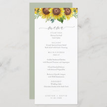 Elégant menu Mariage de tournesol d'aquarelle
