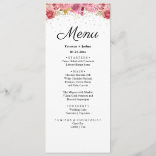 Elégant menu Mariage diamant et rose