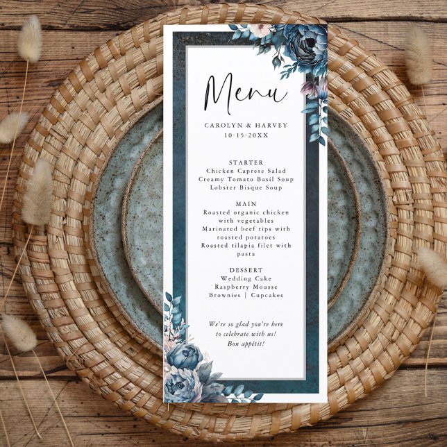 Elégant menu Mariage en marbre bleu (Créateur téléchargé)