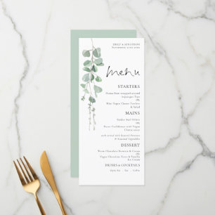 Elégant menu Mariage Eucalyptus aquarelle