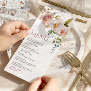 Élégant menu Mariage Fleur sauvage rustique