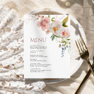 Élégant menu Mariage Fleur sauvage rustique