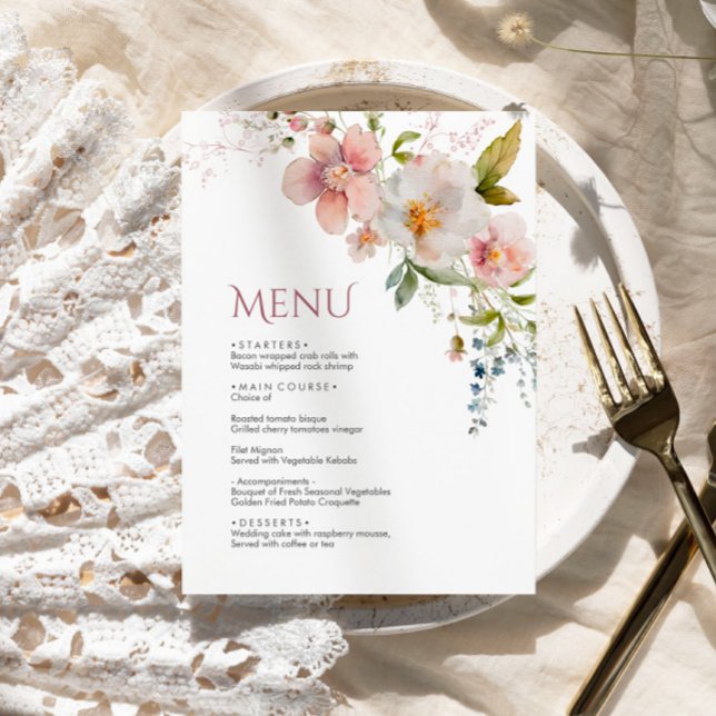 Élégant menu Mariage Fleur sauvage rustique (Créateur téléchargé)