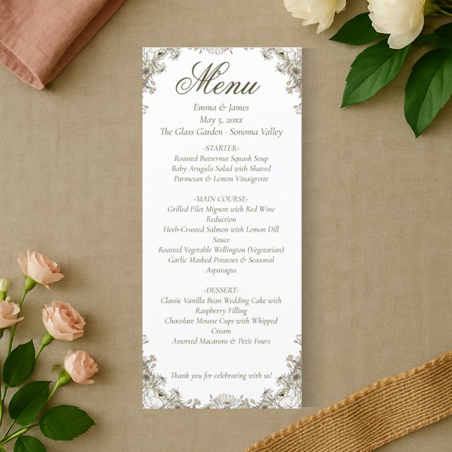 Élégant menu Mariage floral rustique (Créateur téléchargé)