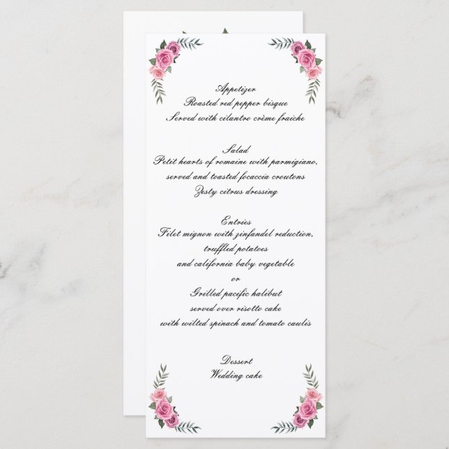 Élégant menu Mariage géométrique rose rose (Devant / Derrière)