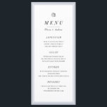 Élégant menu mariage gris gris argenté<br><div class="desc">Elégante carte de menu minimaliste en noir et blanc avec des bordures florale et bleu poussiéreux en faux argent,  simple et élégant. Idéal pour les mariage classiques modernes,  et les mariages formels. Voir toutes les pièces correspondantes dans la collection.</div>