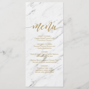Elégant menu Mariage Marbre blanc & Gold Foil