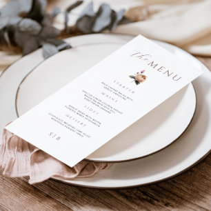 Élégant menu Mariage minimaliste Rose rose pâle