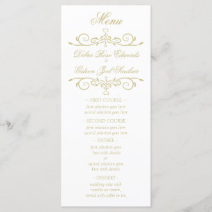 Élégant menu Mariage Monogramme Blanc et Or