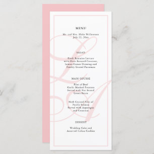 Élégant menu Mariage Monogramme rose