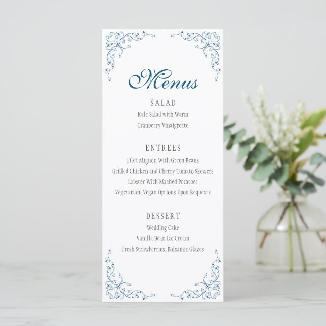 Elégant menu Mariage Ocean Blue (Debout devant)