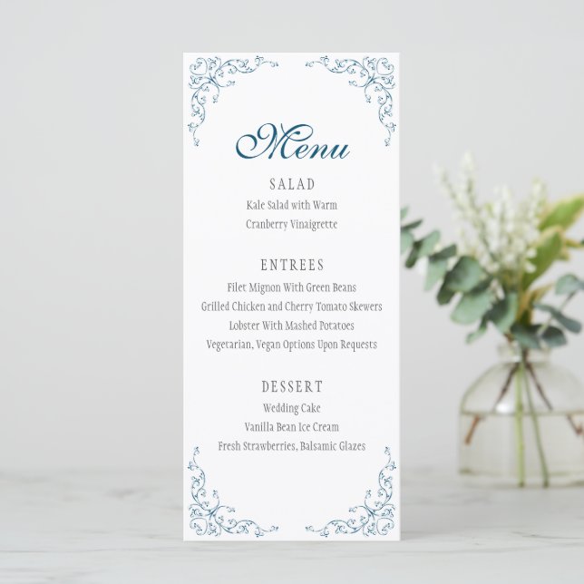 Elégant menu Mariage Ocean Blue (Debout devant)