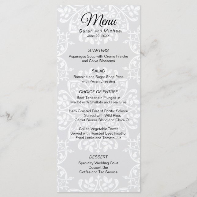Élégant menu Mariage photo traditionnel (Devant)