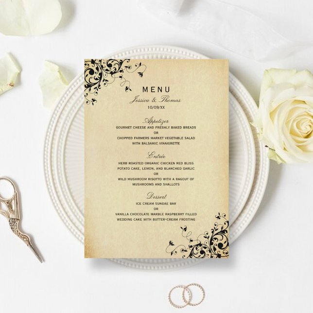 Élégant menu Mariage pour perles d'antiquité (Créateur téléchargé)