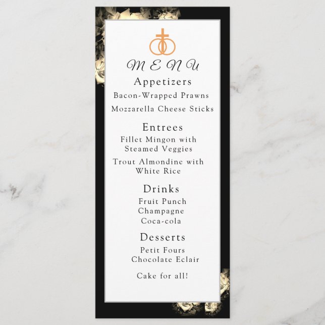 Élégant menu Mariage Rose (Devant)