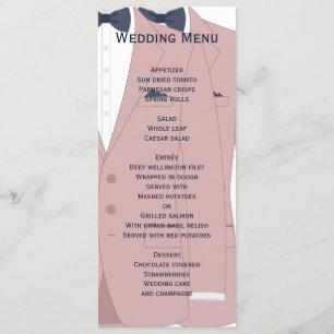 Elégant Menu Mariage Rose Et Blue Gay