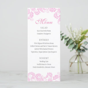 Élégant menu Mariage rose fleuri