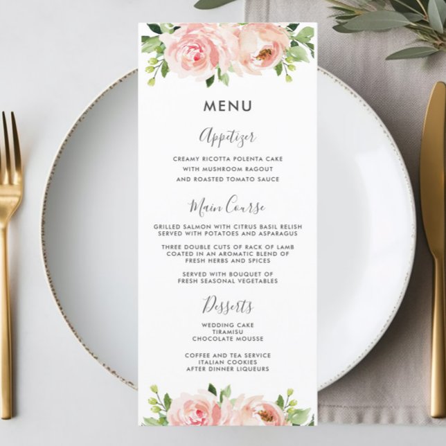 Élégant menu Mariage rose pâle (Créateur téléchargé)