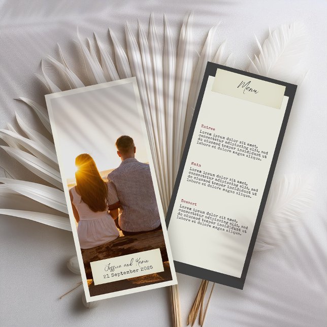 Elégant menu Mariage rustique avec photo (Créateur téléchargé)