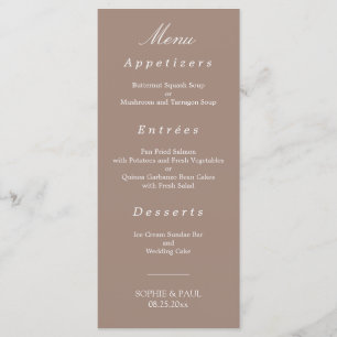 Élégant menu Mariage Taupe