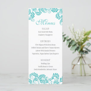 Élégant menu Mariage Turquoise Flourish