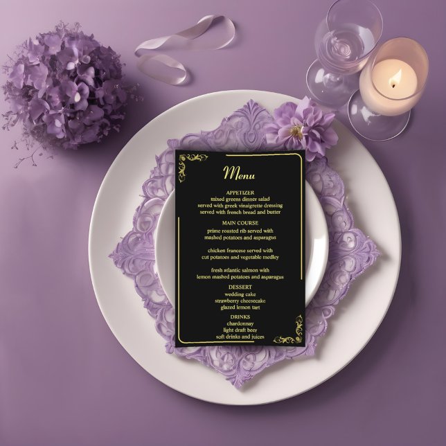 Élégant menu Mariage victorien Budget (Créateur téléchargé)