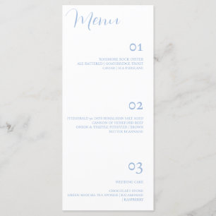 Élégant menu minimaliste Dusty Blue Mariage