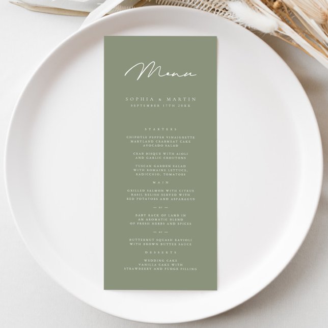 Élégant menu minimaliste gris foncé Mariage (Créateur téléchargé)