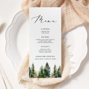 Élégant menu minimaliste Mariage de forêt