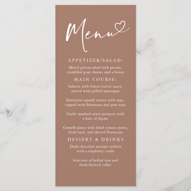 Élégant Menu Minimaliste Moderne Brun Clair (Devant)