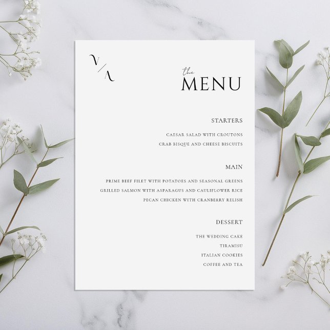 Élégant menu minimaliste moderne Mariage (Créateur téléchargé)