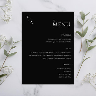 Élégant menu minimaliste moderne Mariage