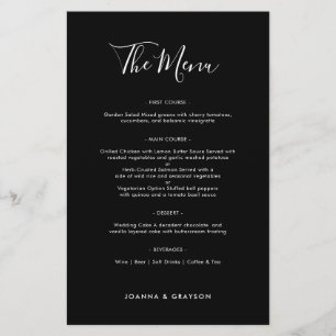 Élégant menu minimaliste moderne Mariage simple