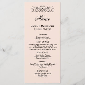 Elégant menu moderne Mariage noir et blanc