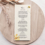 Élégant menu plat Mariage Daisy<br><div class="desc">Cet élégant menu à plat mariage marron est parfait pour votre mariage moderne minimaliste. Ce design comprend une calligraphie simple noire avec verdure, marguerite, fleurs cosmos et abeilles sur un arrière - plan blanc cassé pour correspondre à votre mariage traditionnel classique ou mariage boho minimaliste au printemps, été, automne. N'hésitez...</div>
