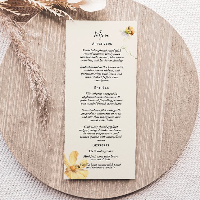 Élégant menu plat Mariage Daisy (Créateur téléchargé)