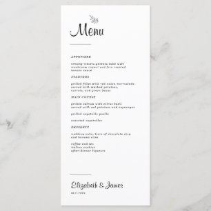 Élégant menu Rustique moderne Mariage