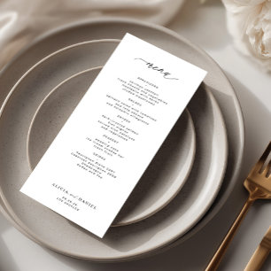 Élégant menu simple mariage noir et blanc
