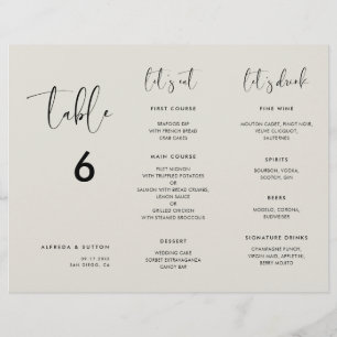 Élégant menu vert de la lumière Numéro de tableau