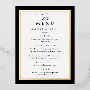 Élégant Menus Mariage Black Gold Foil