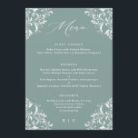 Elégant Mer Vert Vintage Menus de mariage<br><div class="desc">Elégant Deep Sea Green Mariage Menu : Ce vert de mer est une couleur bleu plus profond. Ce menu mariage de luxe est parfait pour un mariage classique élégant. Il dispose d'une vintage bordure ornée sur un arrière - plan vert mer, associée à une calligraphie moderne et élégante. Voir tous...</div>