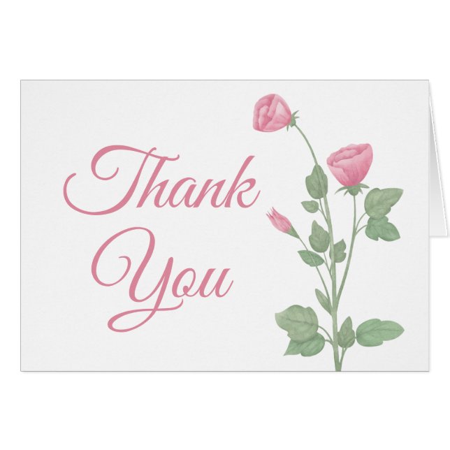 Elégant Merci aquarelle rose Mariage floral (Devant Horizontal)