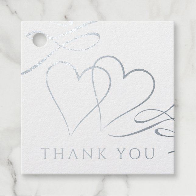 Élégant Merci Argent Foil Favoriser les étiquettes (Devant)