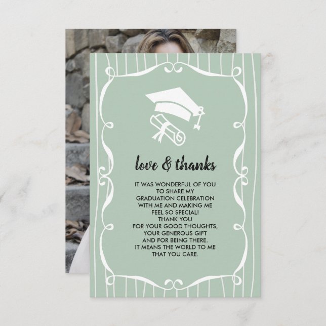 Elégant Merci blanc de la Monnaie Carte photo (Devant / Derrière)