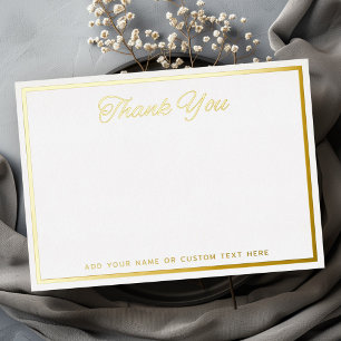 Elégant merci bordure argent feuille or carte pour