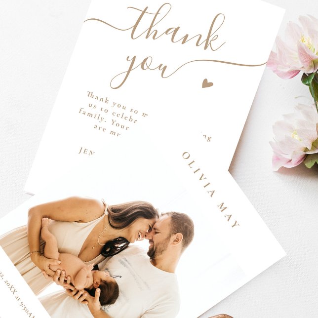 Élégant Merci de calligraphie beige Baby shower (Créateur téléchargé)