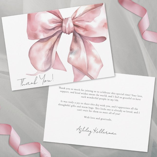 Elégant Merci de cou rose personnalisé (Personalized Elegant Pink Bow Thank You )