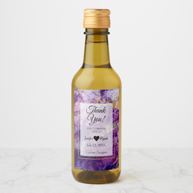 Élégant Merci en marbre Mini Étiquette bouteille à (Devant)