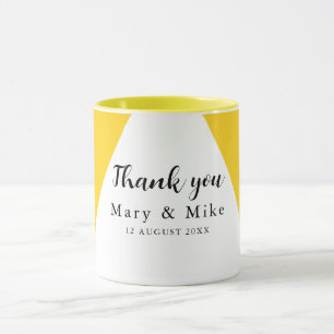 Élégant Merci floral jaune en céramique Combo Mug