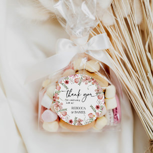 Élégant Merci Floral Mariage Favor Sticker